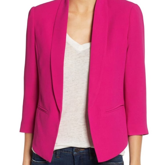 Mural Curve Open Front Shawl Collar Blazer XS pink - Picture 3 of 8
